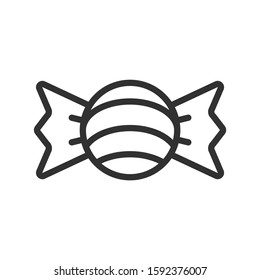 sweet,candy wrapped, linear icon. Editable stroke