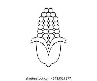 sweetcorn outline for coloring book template, sweet corn for kids illustration worksheet printable