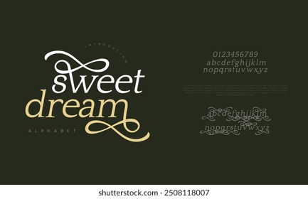 Sweetdream typography beauty fashion elegante minimalista serif italic Fuentes decorativas de la boda vintage retro logotipos. Logotipo de alfabeto de fuente de lujo mínimo. Ilustración vectorial