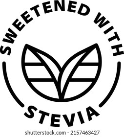 sweetened with stevia black outline badge icon label isolated vector on transparent background