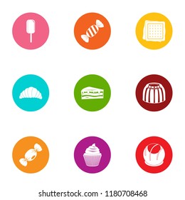 Sweetener icons set. Flat set of 9 sweetener vector icons for web isolated on white background