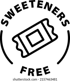 Sweeteners free black outline badge icon label isolated vector on transparent background