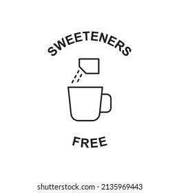 Sweeteners free label icon in black line style icon, style isolated on white background