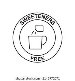 Sweeteners free label icon in black line style icon, style isolated on white background svg