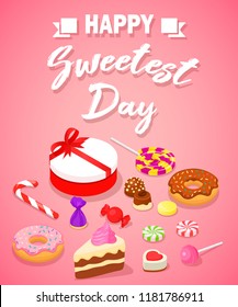Sweetest day concept background. Isometric illustration of sweetest day vector concept background for web design
