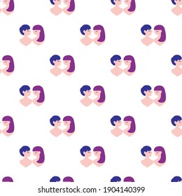 Sweetheart Couple Time Vector Graphic Art Seamless Pattern can be used for Background and Apparel Design