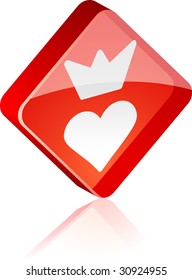 Sweetheart glass button. Vector illustration.