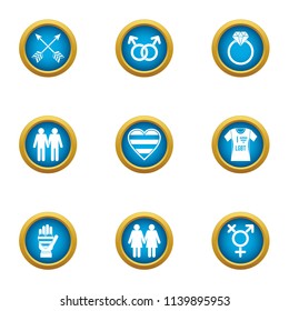 Sweetheart icons set. Flat set of 9 sweetheart vector icons for web isolated on white background