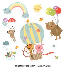 Sweetheart illustration. Flying animals.