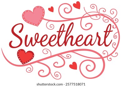 Sweetheart typography with charming heart accen