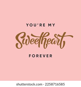 Sweetheart Vector Lettering illustration on pink background