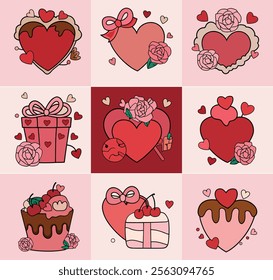 Sweethearts box cute valentine decoration clip Art illustration graphic design