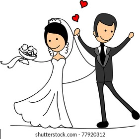 Sweethearts Happy Bride Groom Stock Vector (royalty Free) 77920312 