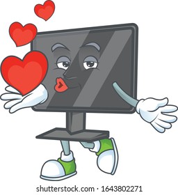 A sweetie computer screen cartoon character holding a heart