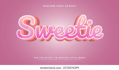 Sweetie cute pink editable text effect vector design