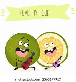 Sweetie, lemon fruit cute funny cheerful characters. Vector hand drawn illistration.