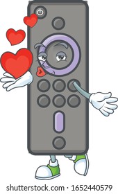A sweetie remote control TV cartoon character holding a heart