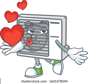 A sweetie split air conditioner cartoon character holding a heart