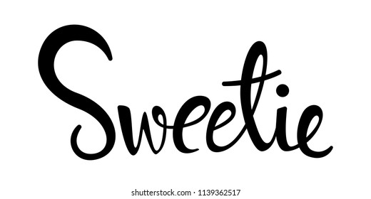 Sweetie text modern calligraphy vector, Handwritten letters illustration.
