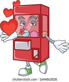 A sweetie toy claw machine cartoon character holding a heart
