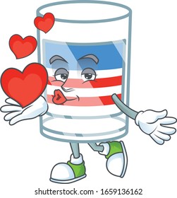 A sweetie USA stripes glass cartoon character holding a heart