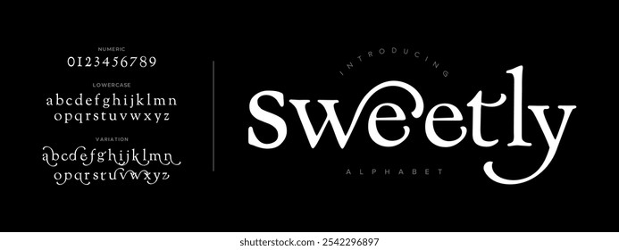 Sweetly typography beauty fashion elegant minimalist serif italic fonts decorative wedding vintage retro logos. Minimal luxury font alphabet logo. Vector illustration