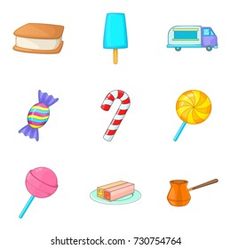 Sweetmeat icons set. Cartoon set of 9 sweetmeat vector icons for web isolated on white background