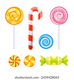 Sweetmeats Set. Hard candy, candy cane, lollipop.