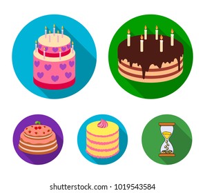 Sweetness, dessert, cream, treacle .Cakes country set collection icons in flat style vector symbol stock illustration web.