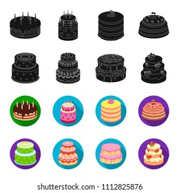 Sweetness, dessert, cream, treacle .Cakes country set collection icons in black,flet style vector symbol stock illustration web.