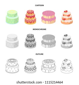 Sweetness, dessert, cream, treacle .Cakes country set collection icons in cartoon,outline,monochrome style vector symbol stock illustration web.