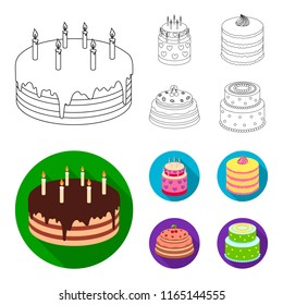 Sweetness, dessert, cream, treacle .Cakes country set collection icons in outline,flat style vector symbol stock illustration web.