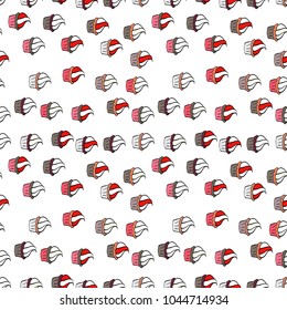 Sweets background design. Nice birthday background on white, black and gray. Seamless pattern with sweet Cupcakes pattern. Vector illustration.