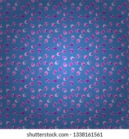 Sweets background design. Nice birthday background on violet, blue and white. Vector illustration. Seamless pattern with sweet Cupcakes pattern.