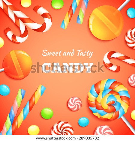 Sweets background with realistic candies lollipops and bonbons vector illustration
