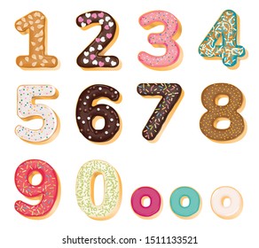 Sweets bakery Donut font design, Number 0 to 9, Vector Art, illustation 10