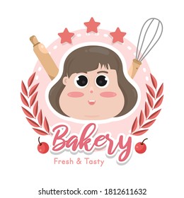 Sweets bakery logo badge template. Cafe and restaurant emblem, symbol for bakery shop.