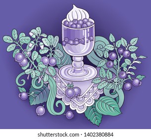 Sweets, berries, cherries hand drawn vector doodles illustration. Nature and food elements and objects cartoon background. Bright colors funny picture