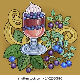 Sweets, berries, cherries hand drawn vector doodles illustration. Nature and food elements and objects cartoon background. Bright colors funny picture