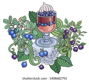 Sweets, berries, cherries hand drawn vector doodles illustration. Nature and food elements and objects cartoon background. Bright colors funny picture