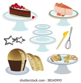 Sweets, buiscuits and cake. Vector illustration.