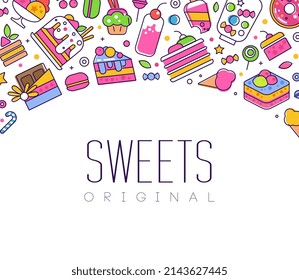 Sweets and Cake Dessert Advertising Banner Vector Template