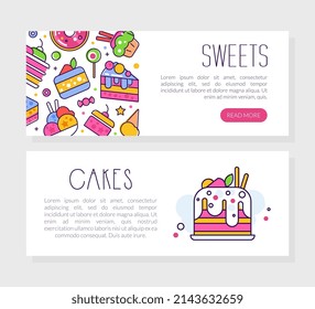 Sweets and Cake Dessert Advertising Banner Vector Template