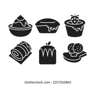 sweets, cake and dessert icons set