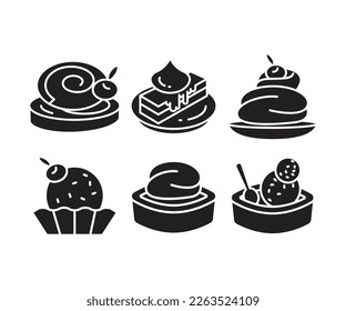 sweets, cake and dessert icons set