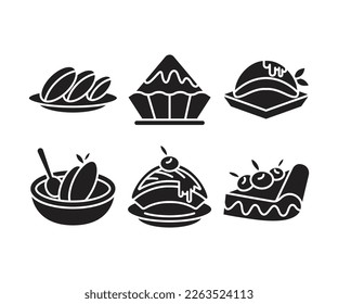sweets, cake and dessert icons set