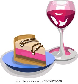 sweets, cake, dessert, wine in a glass