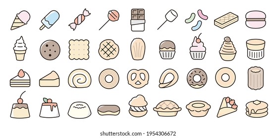 Sweets and cake icon set