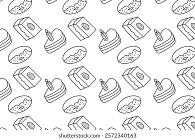 Sweets cake, pastry, doughnut seamless pattern -  Culinary and bakery. 