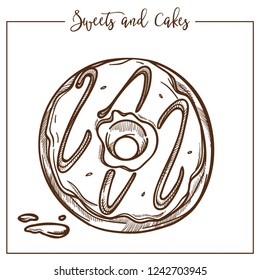 Süßigkeiten und Kuchen, Donut mit Loch im Inneren und Schokoladenhacken